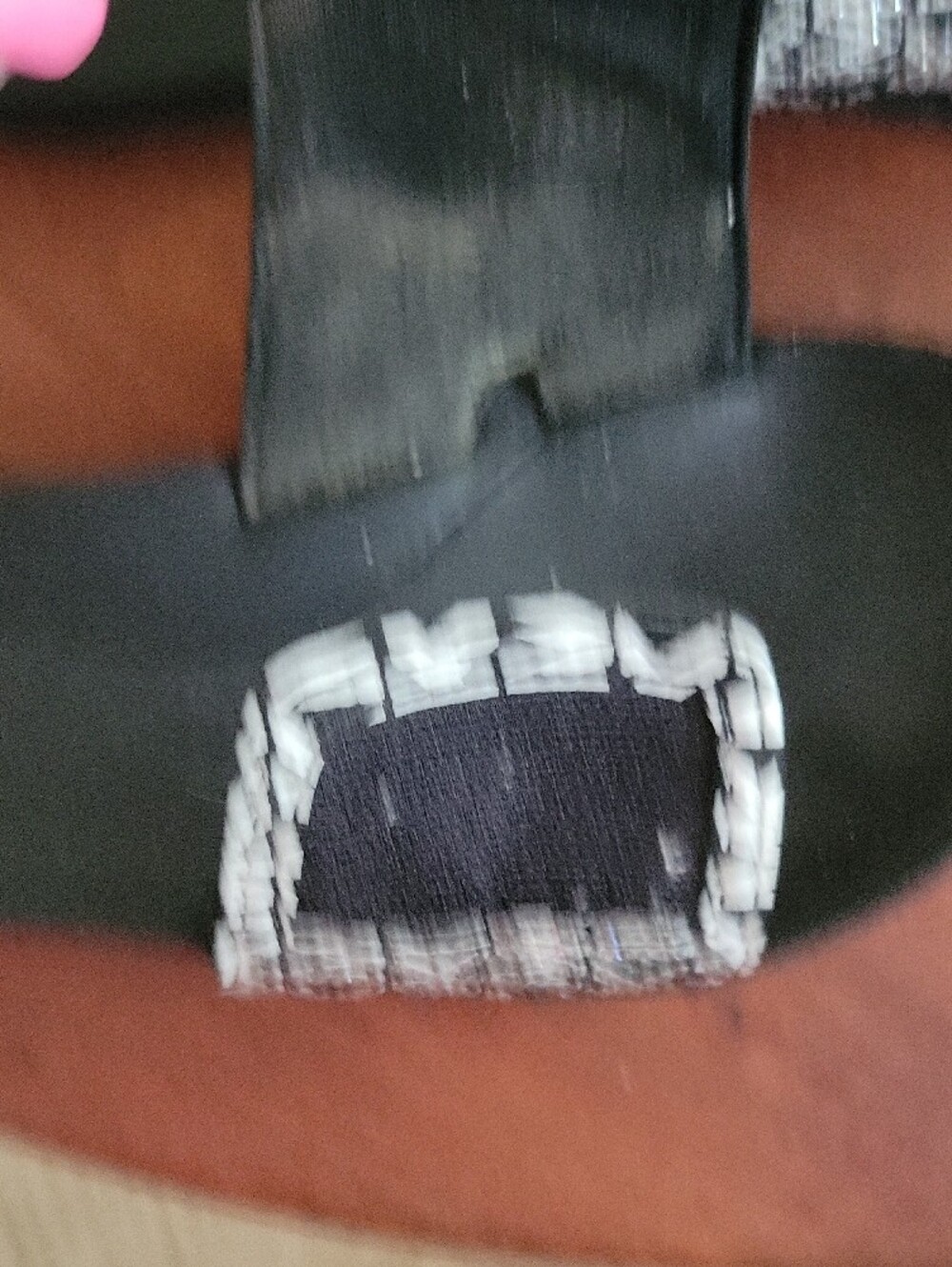 Michael Kors Black Slide Sandals with White MK Logo Strap - Picture 10 of 11